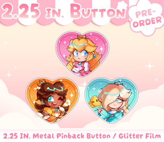 PREORDER ♡ Super Brothers: Princesses Heart Buttons NEW
