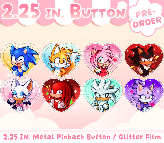PREORDER ♡ Blue Hedgehog: Heart Buttons NEW